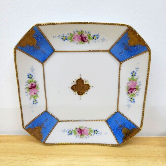 Vintage Rosenthal Ornate Square Floral Plates.Pair - Picture 2 of 12